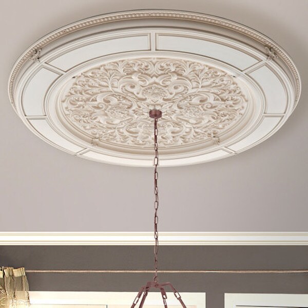 Alluring Carved Cream Round Ceiling Medallion Decorative Rings Sculptural